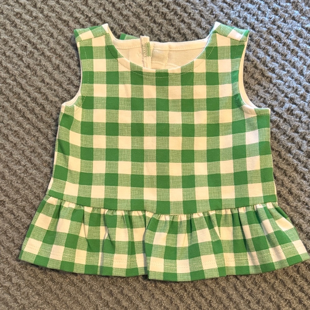 NWT Janie and Jack Green and White Peplum Top
